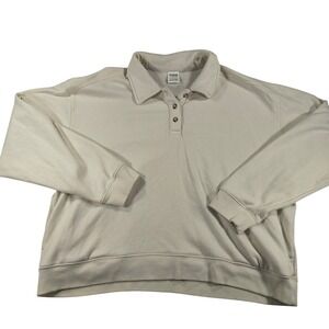 Victoria's Secret PINK‎ Off White Pullover Sweater XL Cozy Collared Lounge Top